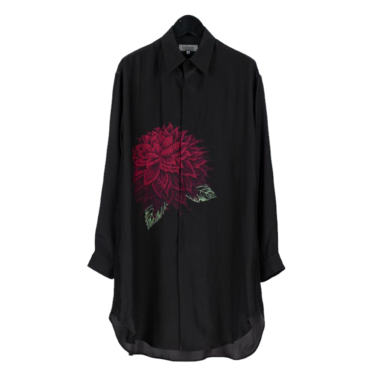 Yohji Yamamoto POUR HOMME 22SS SILK SATIN BIG DAHLIA PRINT BLOUSE