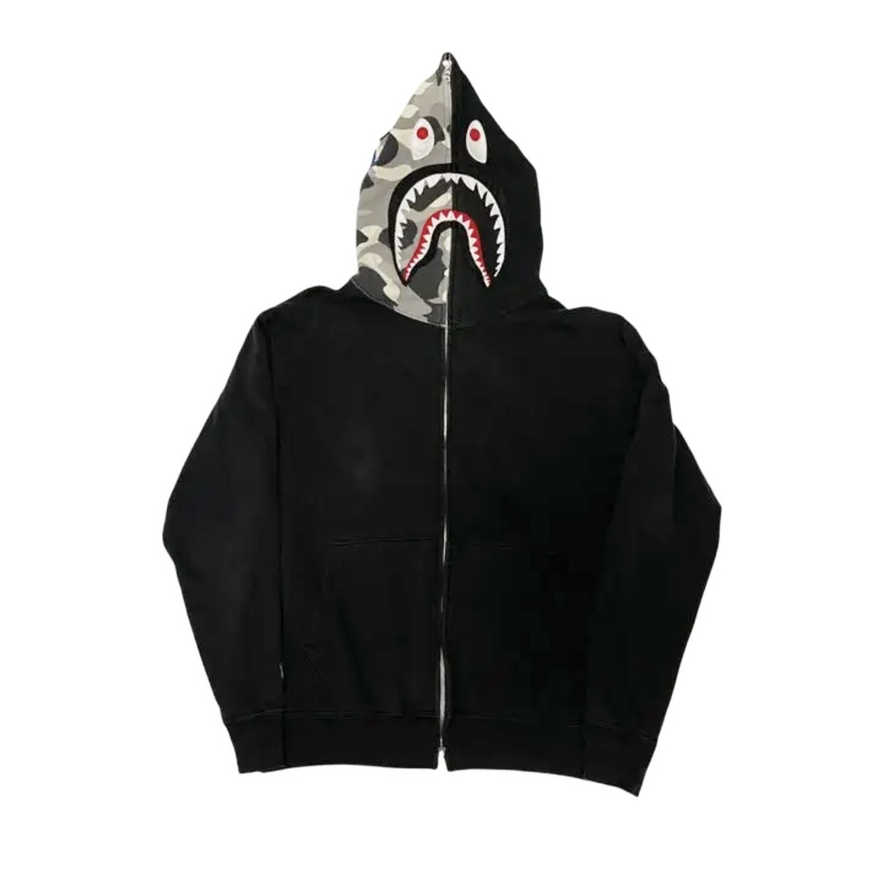 A BATHING APE ZIP UP SHARK HOODIE