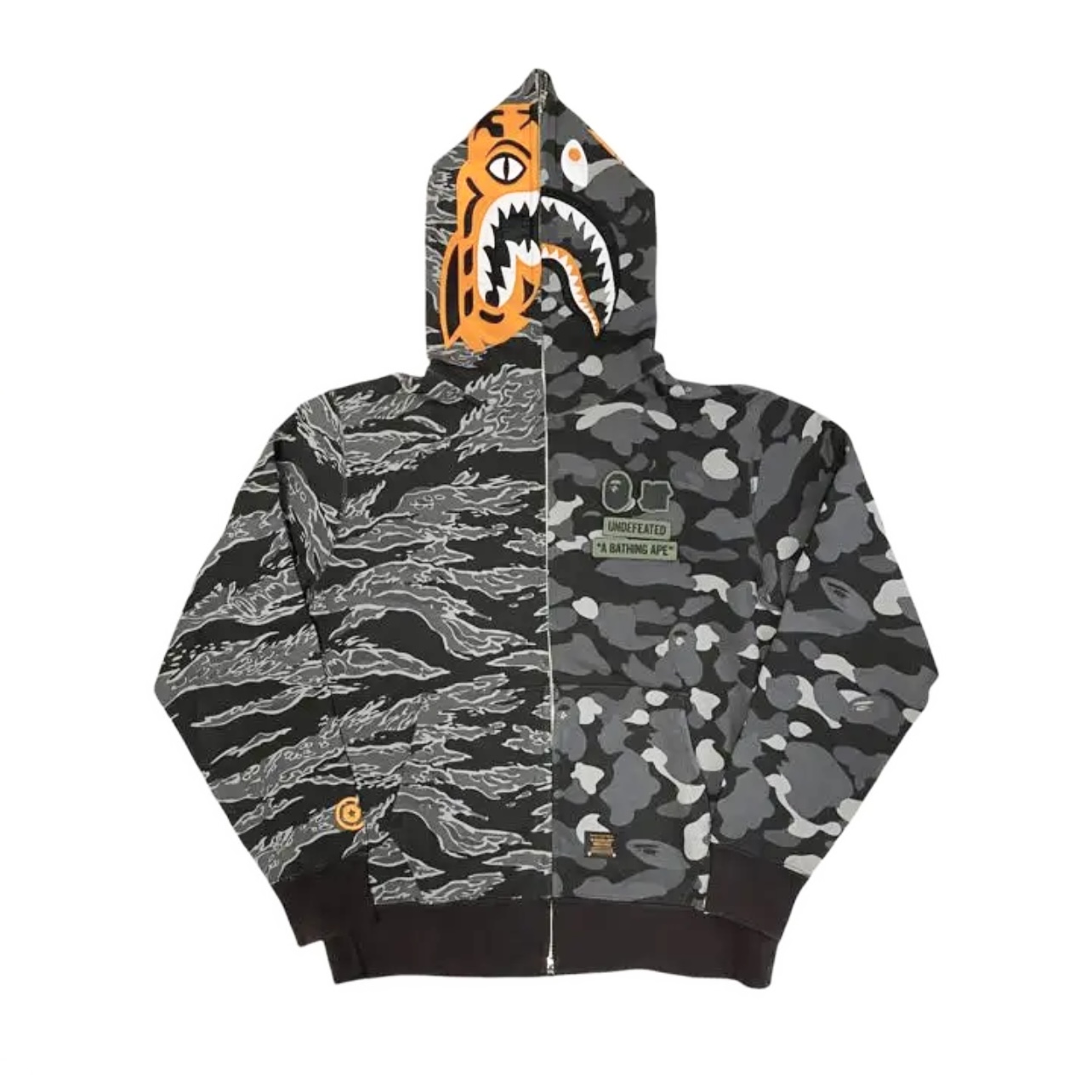 A BATHING APE UNDEFEATED TIGER SHARK FULL ZIP HOODIE