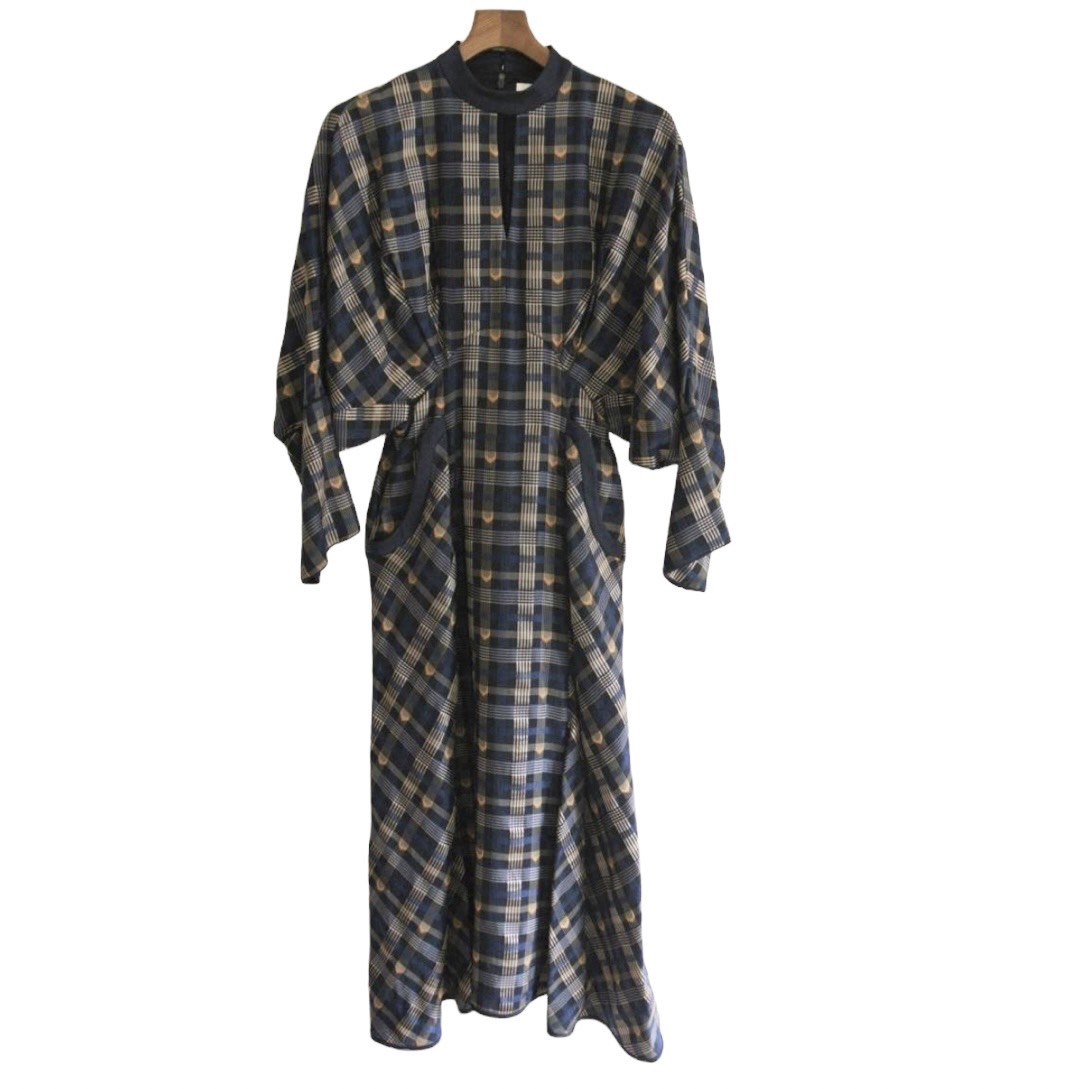 Mame Kurogouchi 18AW KASURI PLAID DRESS