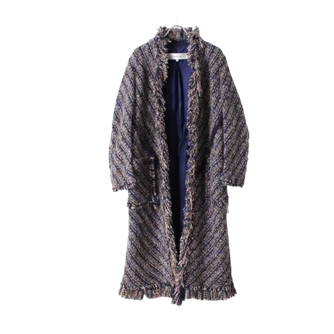 BLAMINK MIX TWEED FRINGE LONG JACKET