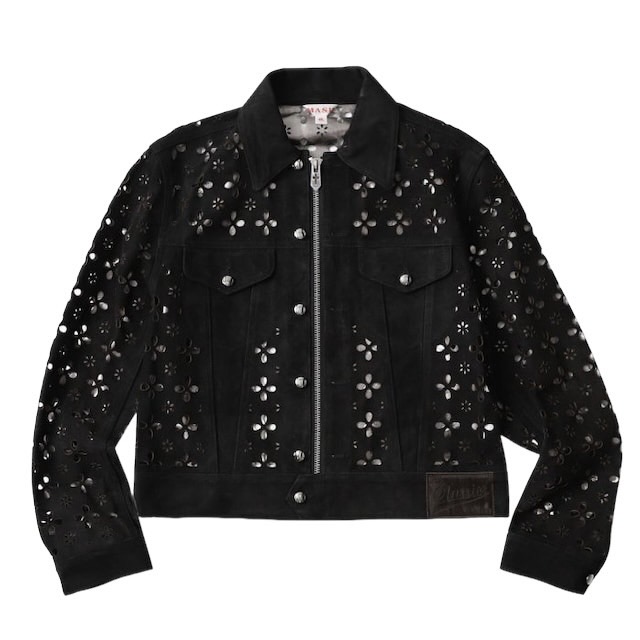 MASU 22AW FLOWER CUT LEATHER TRUCKER JACKET