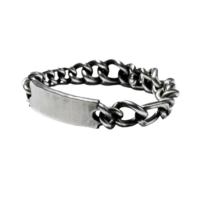 WERKSTATT MUNCHEN M2305 Sterling Silver Bracelet Curb Chain Name Tag