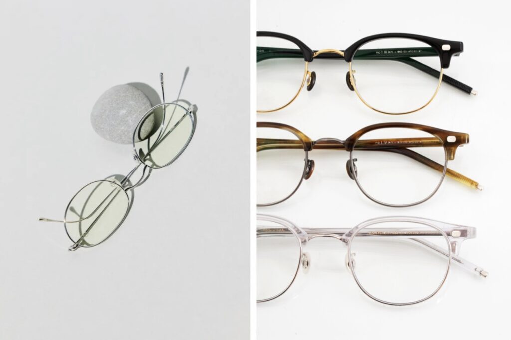 10 eyevan(テン アイヴァン)のクラシックフレーム3種。ブラック、ブラウン、クリアのアセテート×メタル構造が特徴の人気モデルを並べた商品イメージ。