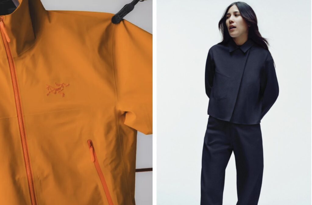 ARC'TERYX(アークテリクス)の高価買取を訴求するオレンジジャケットとネイビーウェアのビジュアル
