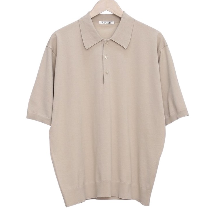 AURALEE オーラリー SUPER HIGH GAUGE COTTON KNIT POLO スーパーハイゲージ コットンニットポロ