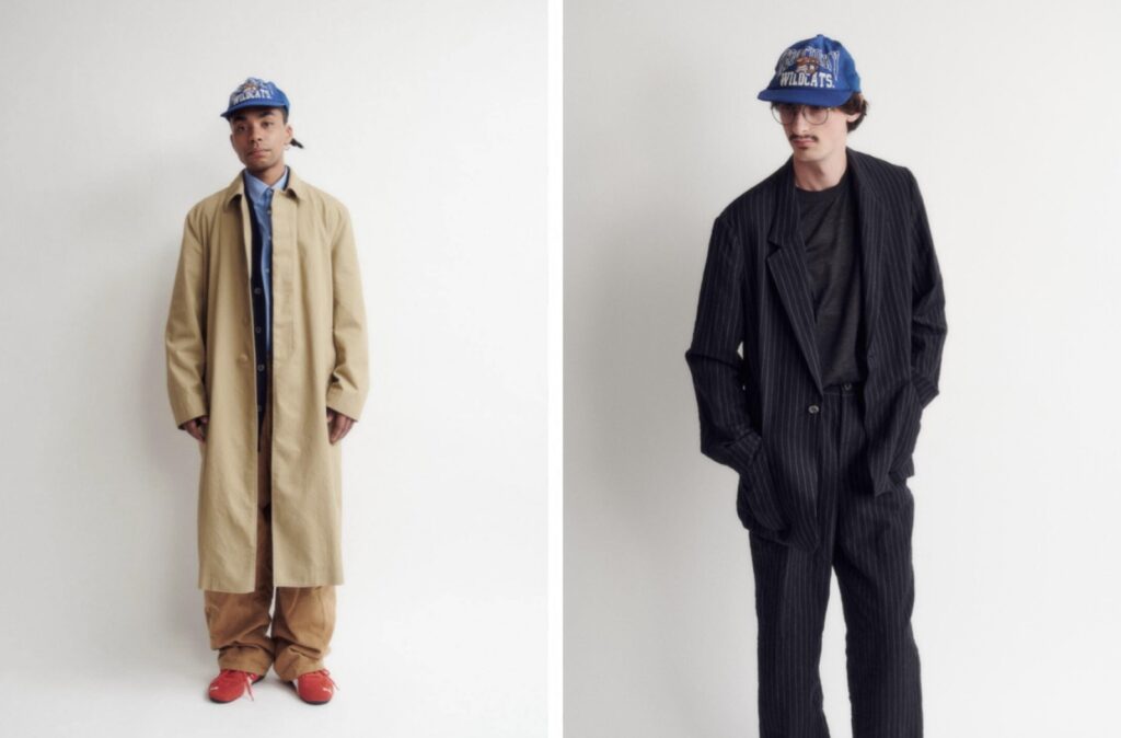 DIGAWEL(ディガウェル)ブランドルック|ロングコートとピンストライプスーツのミニマルなスタイリング