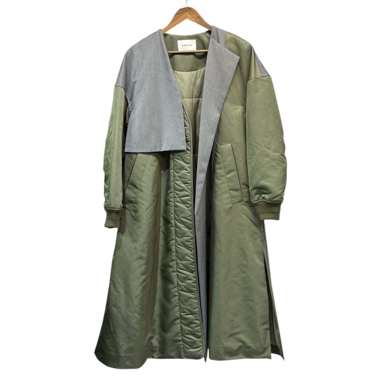 ENFOLD エンフォルド 20AW MIX FARIC COAT ナイロン切替コート 300DA230-0730 36 カーキ 買取実績