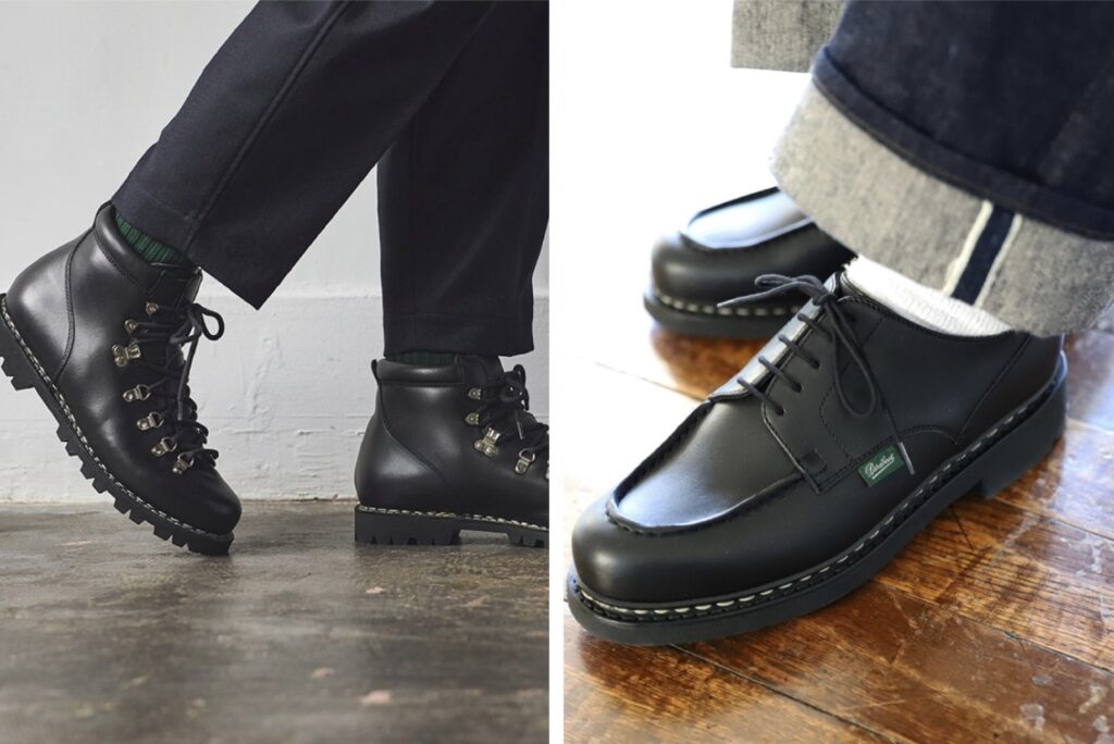 PARABOOT(パラブーツ)シャンボードとブーツのブラックレザーシューズ着用イメージ