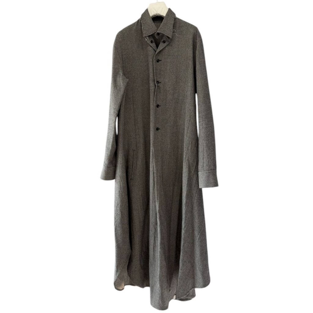 Y's ワイズ 24AW W/ MINI HERRINGBONE SHIRT CUTTING DRESS ヘリンボーンウールロングシャツドレスワンピース YO-D06-109 14227