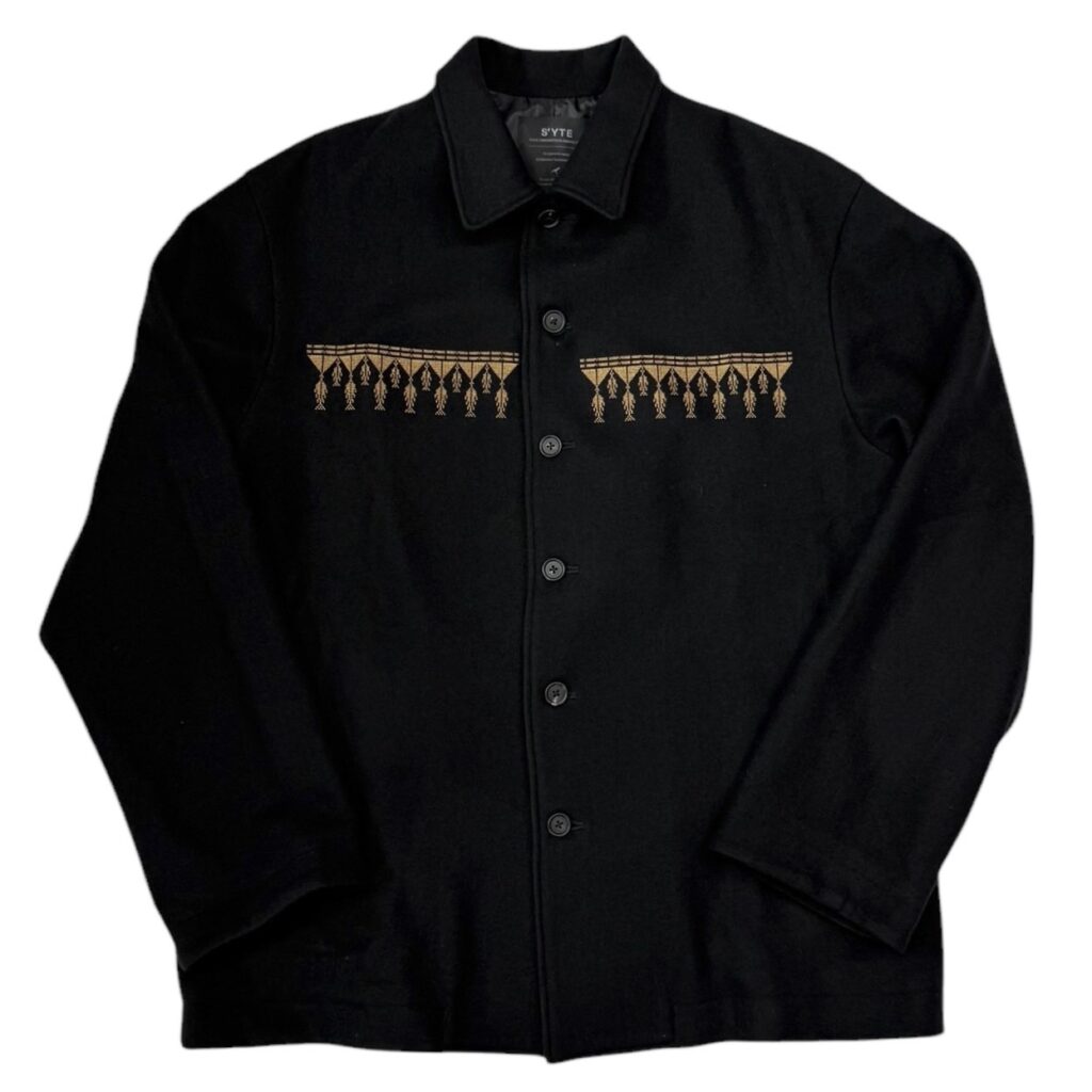 S'YTE by yohji yamamoto サイト ヨウジヤマモト COMPRESSED JERSEY ETHNIC EMBROIDERED BLOUSON エスニック刺繍オーバーサイズシャツジャケット UV-Y12-103 14248