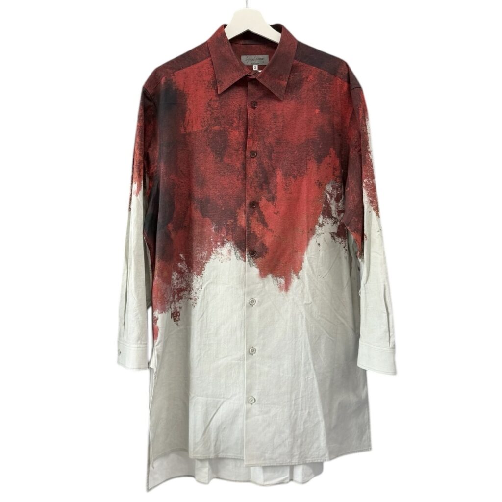 Yohji yamamoto POUR HOMME ヨウジヤマモトプールオム 24AW KHADI RED ASH BLOUSE カディコットン赤灰柄プリントシャツ HO-B13-515 買取実績