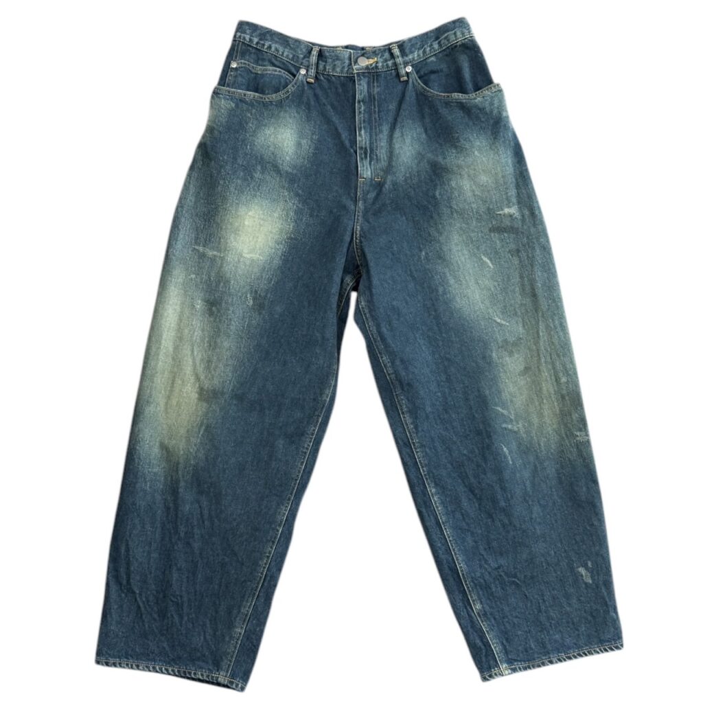 ANCELLM アンセルム WISM別注 23AW AGING LOOSE TAPERED 5P DENIM PANTS ダメージ加工デニムパンツ ACW4