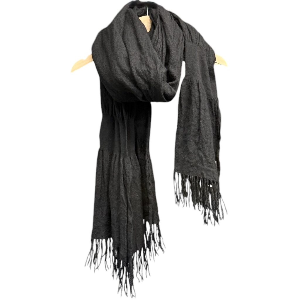 yohji yamamoto noir ヨウジヤマモトノアール ウールフリンジロングマフラー NV-L02-165