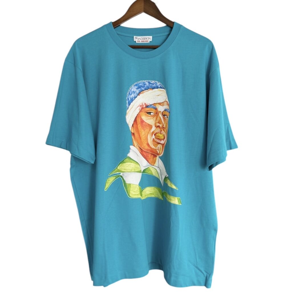 JW Anderson JWアンダーソン ポルアングラダ Blue Pol Anglada Oversized Printed Rugby Face T-shirt プリントTシャツ