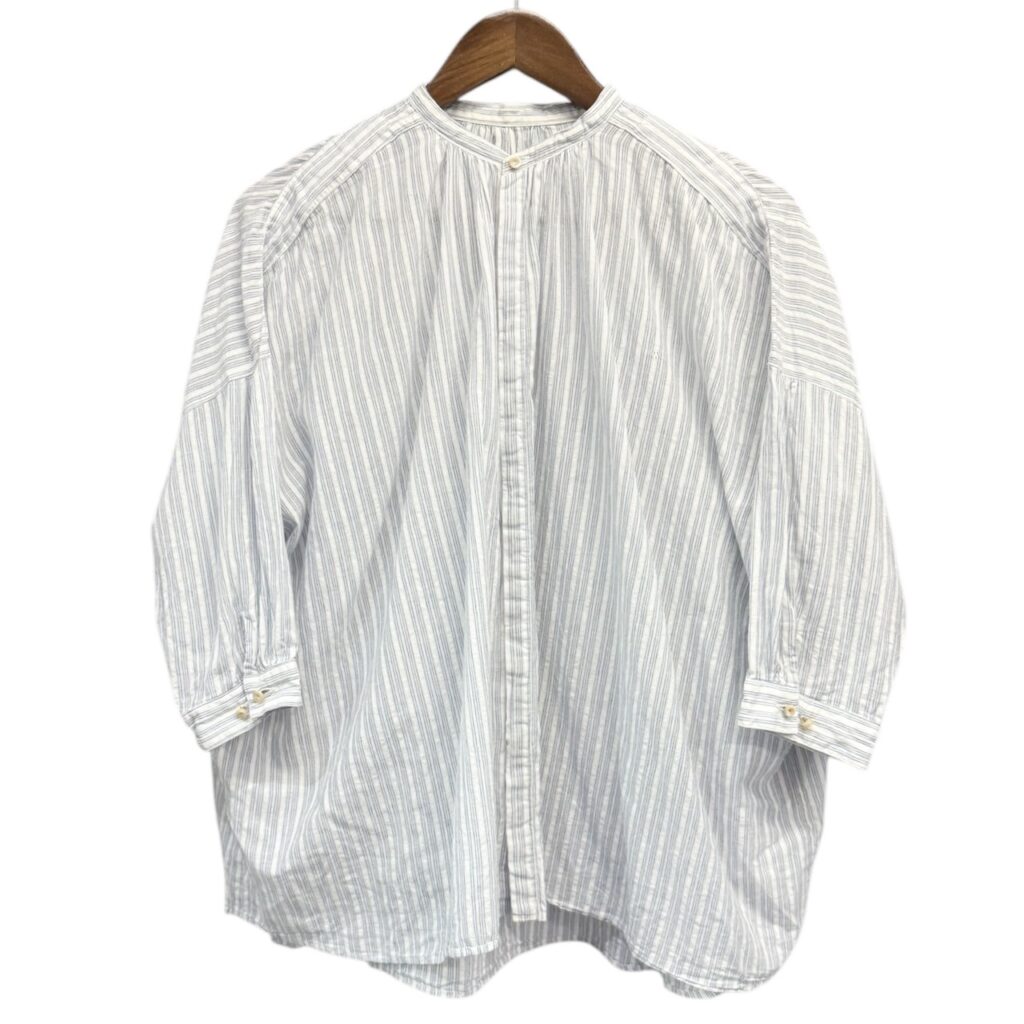 suzuki takayuki スズキタカユキ 22SS khadi shirtⅡ カディコットンストライプシャツ S221-17