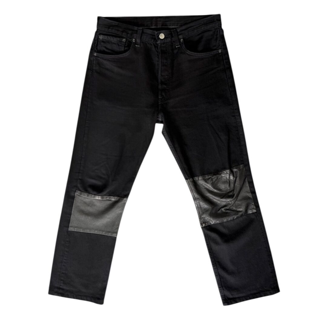 Maison Martin Margiela メゾンマルタンマルジェラ アーティザナル レザー切替再構築ブラックデニムパンツ 14530