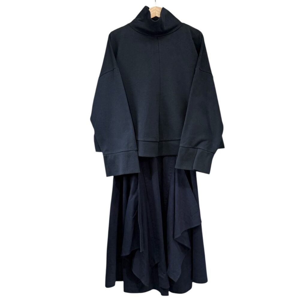 nagonstans ナゴンスタンス 22SS Firm Sweat レイヤード dress ハイネックスウェットレイヤードワンピース 470FS883-0110 M ネイビー