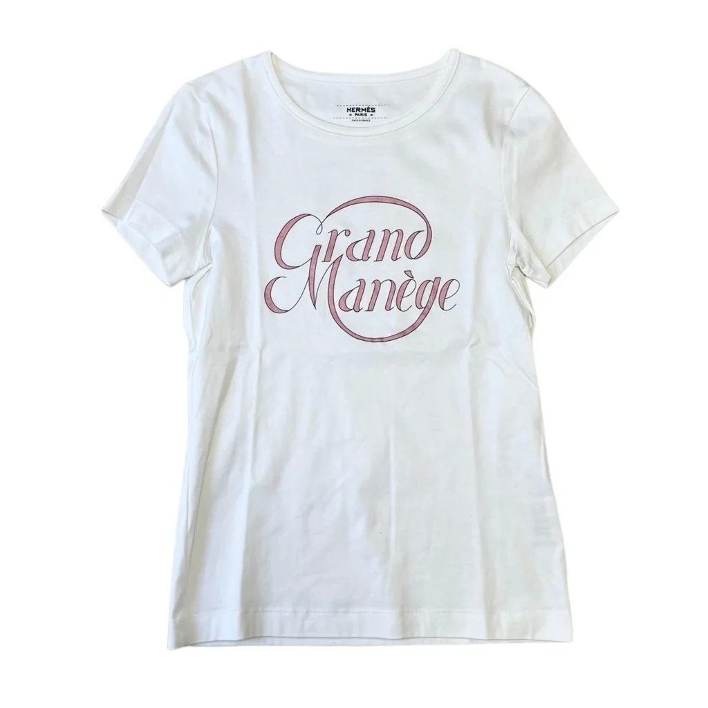 HERMES エルメス GRAND MANEGE INTERLOCK グランマネージュ プリントTシャツ 34 ホワイト