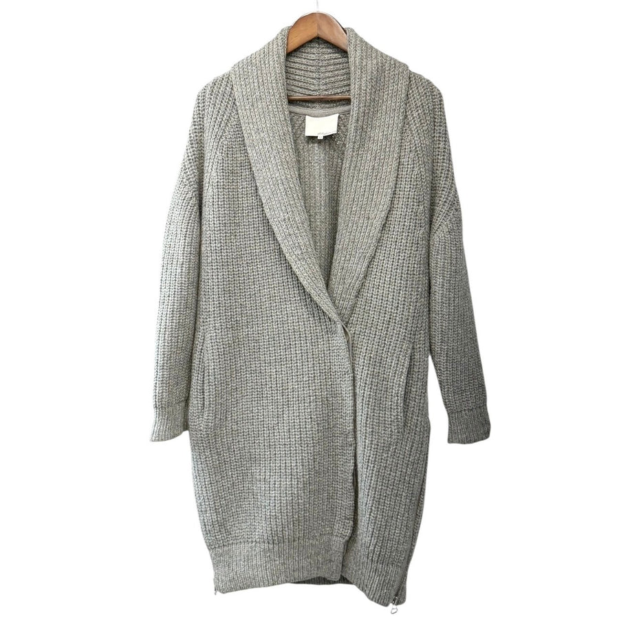 3.1 Phillip Lim スリーワンフィリップリム 11AW サイドジップショールカラーローゲージニットカーディガン XS グレー 