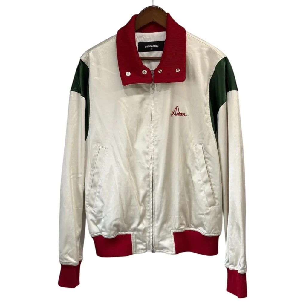 Dsquared2 ディースクエアード SAMPLE 24SS Bowling Satin Bomber サテンスポーツジャケット 48 オフホワイト S74AM1457