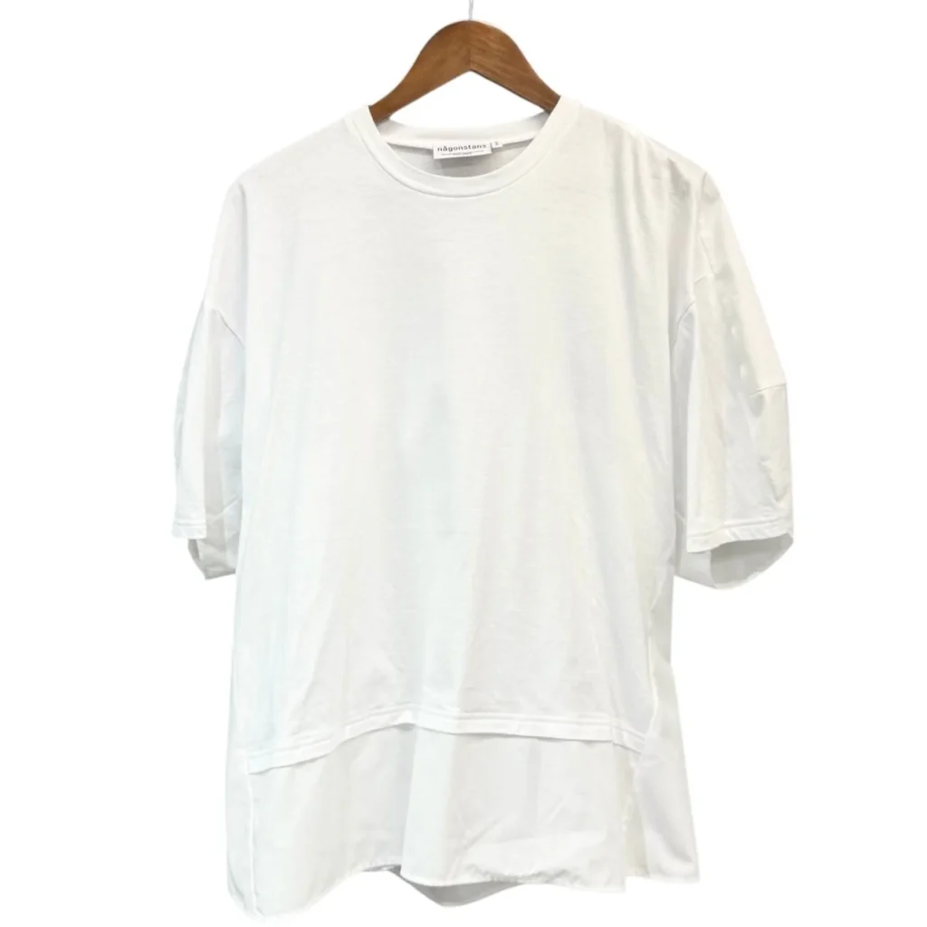 nagonstans ナゴンスタンス 25SS woven combination t-shirt デザイン切替Tシャツ 470IA480-0511 M ホワイト