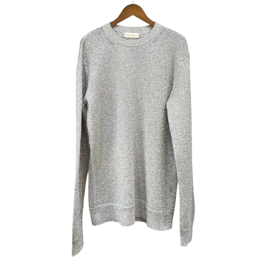 DRIES VAN NOTEN ドリスヴァンノッテン 25SS Oversized Metallic Sweater オーバーサイズメタリックニット M シルバー