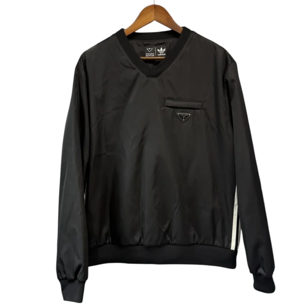 PRADA×adidas プラダ アディダス 22SS Re-Nylon Sweatshirt Vネックプルオーバー M ブラック
