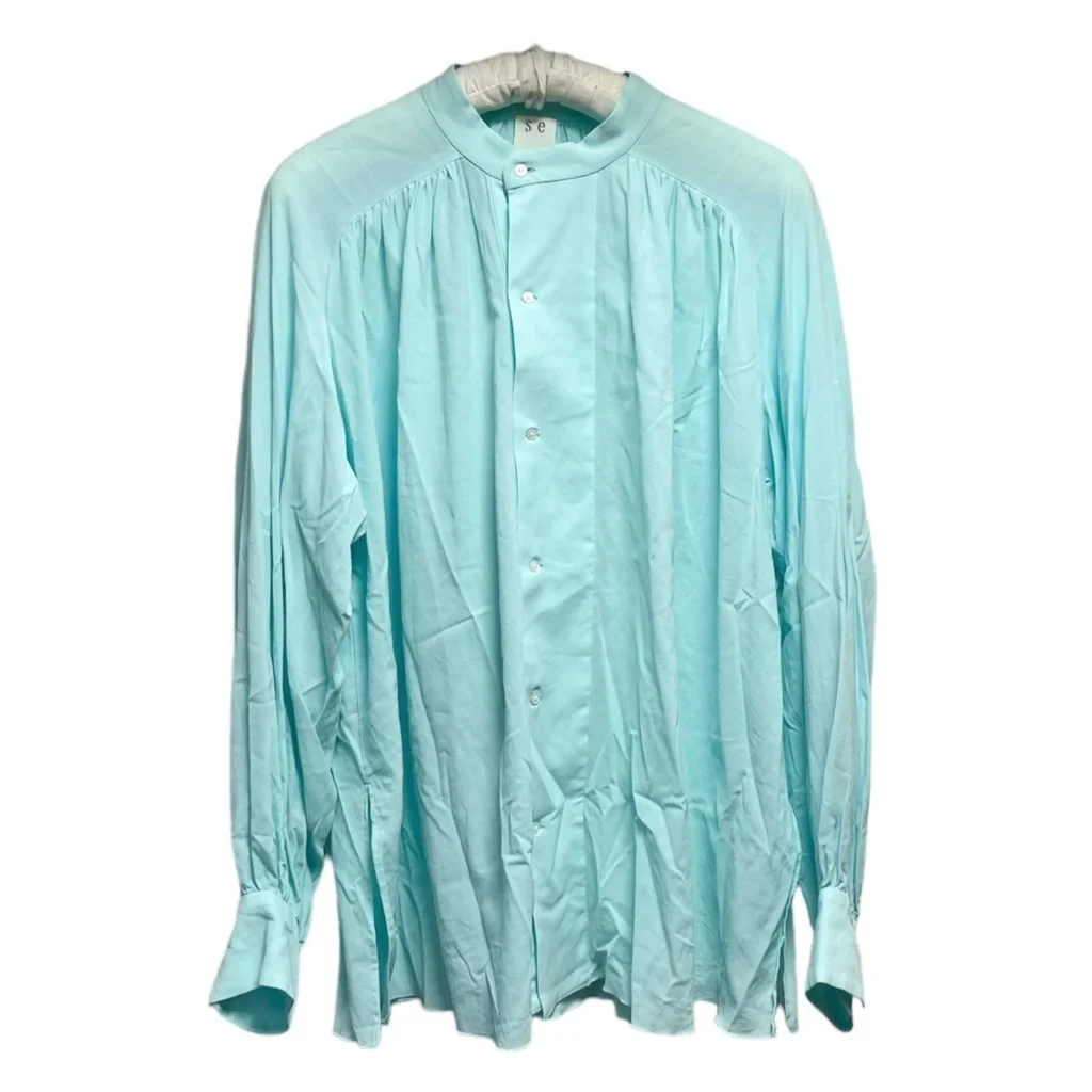 seya セヤ 23SS SHAHNAMEH SHIRT IN TURQUOISE SWEET TWILL タックデザインブラウス シャツ 2 ブルー 