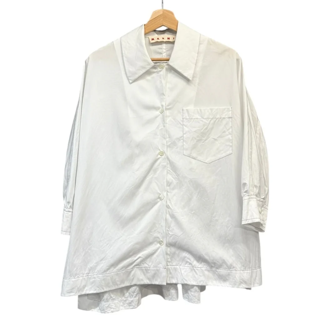 MARNI マルニ 22AW コットンポプリン半袖シャツ CAMA0430M1 42 ホワイト