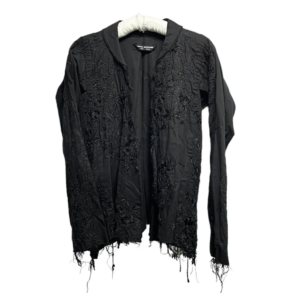 JUNYA WATANABE ジュンヤワタナベ 05SS 花柄刺繍カットオフコットンジャケット JO-J007 M ブラック