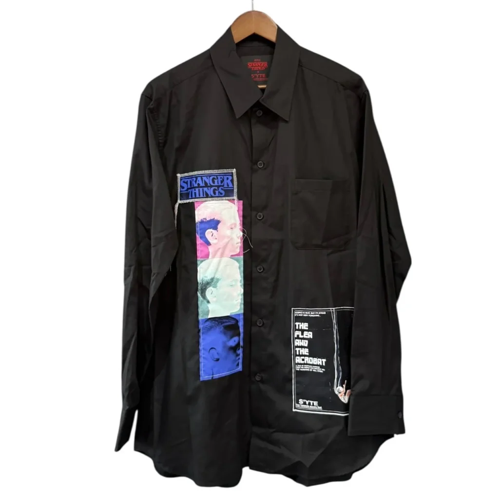 S'YTE × STRANGER THINGS サイト ストレンジャーシングス Omnibus Printed Patch Shirt パッチワークシャツ 3 ブラック UM-B52-080