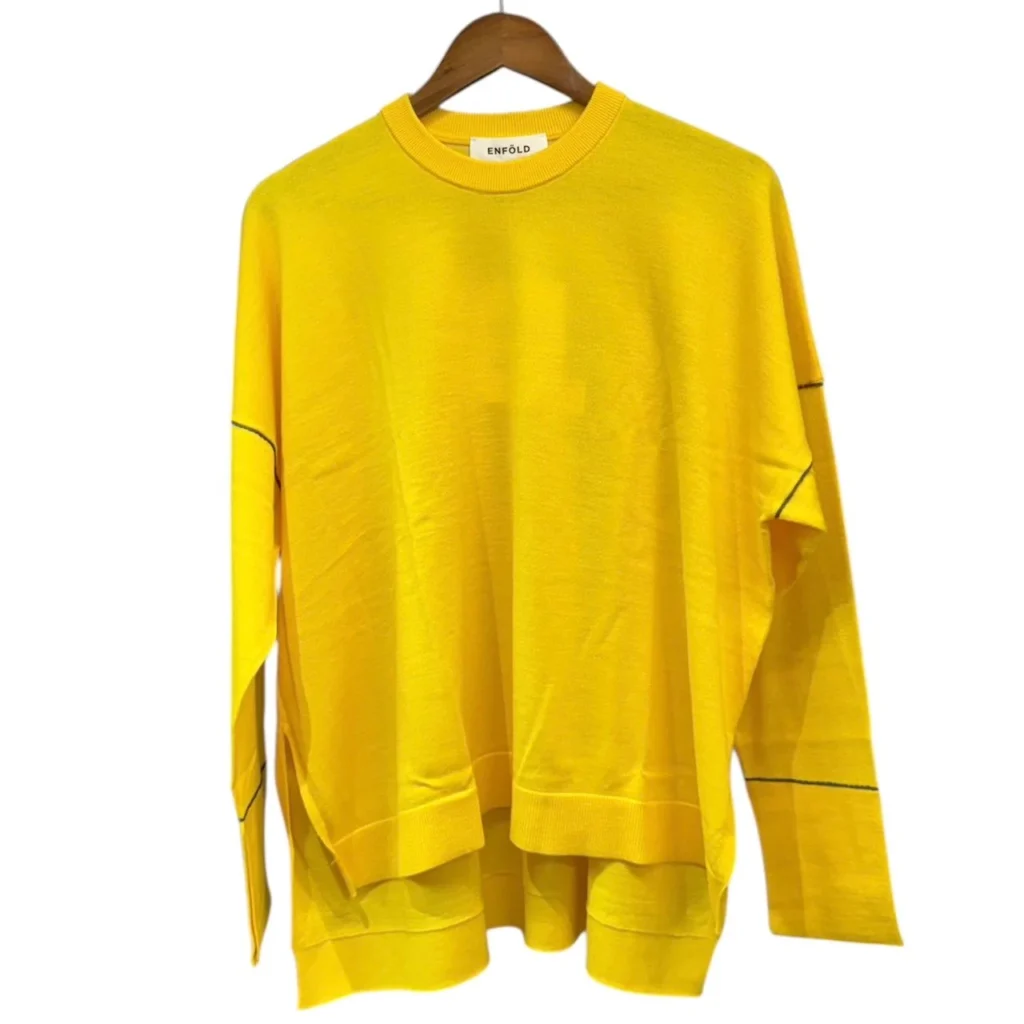 ENFOLD エンフォルド 24AW OPEN CUFF PULLOVER オーバーサイズニット 300HA270-0071 38 イエロー