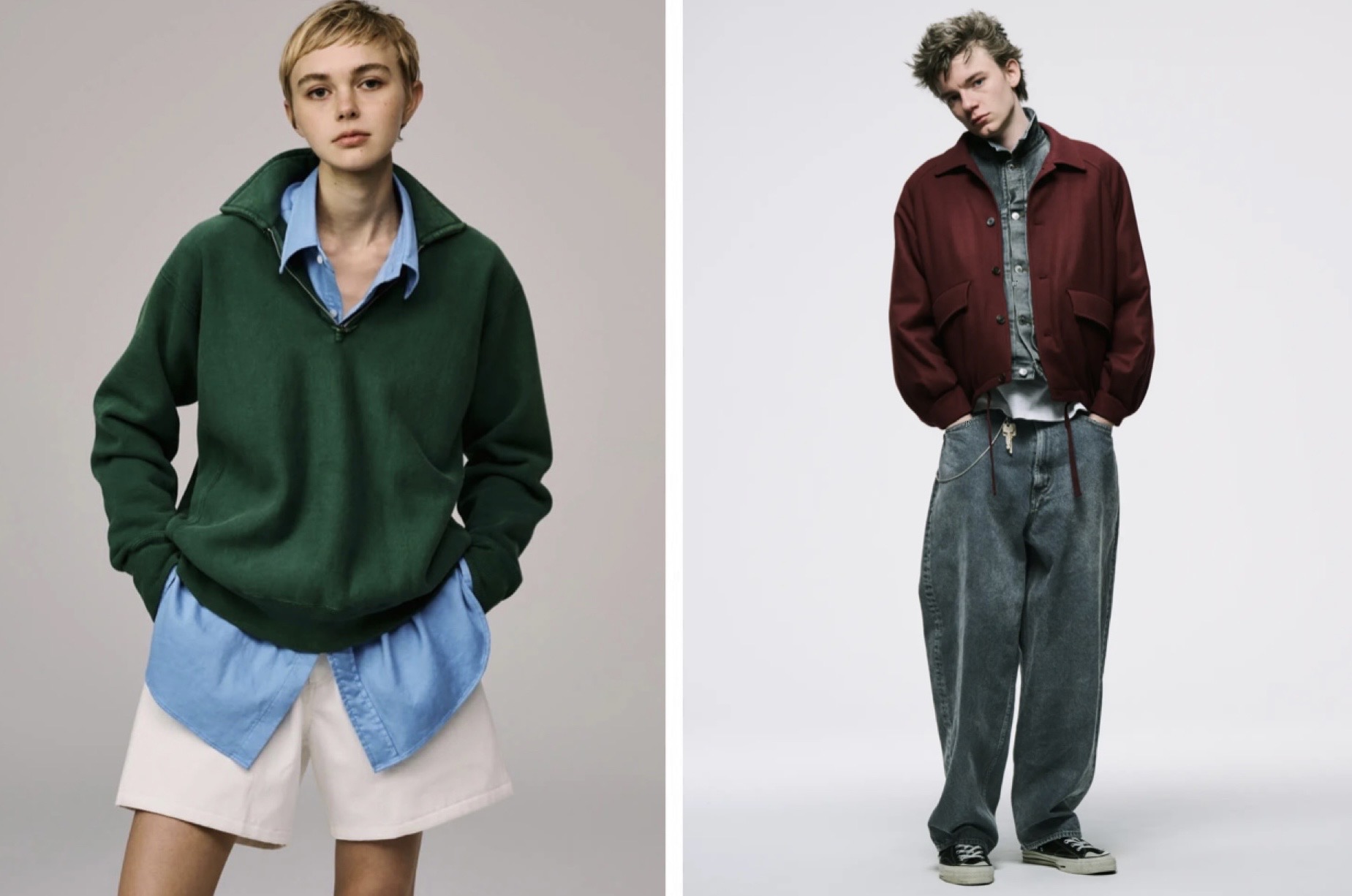 A.PRESSE( アプレッセ )のレイヤードコーディネートを着用した男女のファッションスナップ。A.PRESSE( アプレッセ )の買取なら BETTER CALL BROSKIへ