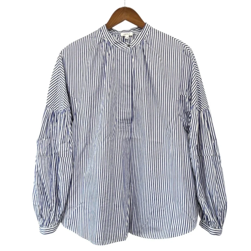 ENFOLD エンフォルド 23AW VOLUME ARM BLOUSE ストライプボリュームアームシャツ 300GA230-2110 38 ブルー