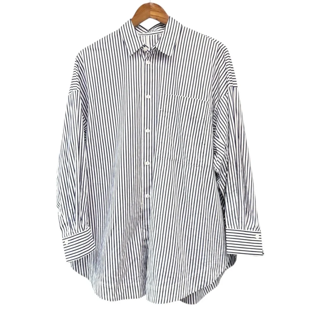 ENFOLD エンフォルド 25SS CIRCLE SHIRT ストライプサークルシャツ 300IS230-0601 38 ブルー