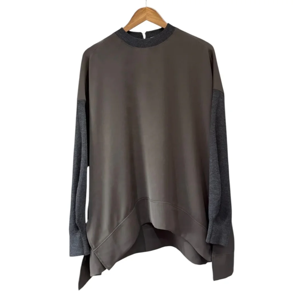 ENFOLD エンフォルド 22AW CURVE-HEM KNIT SLEEVE PULLOVER ニットスリーブオーバーサイズカットソー 300FA270-2700 38 ブラウン