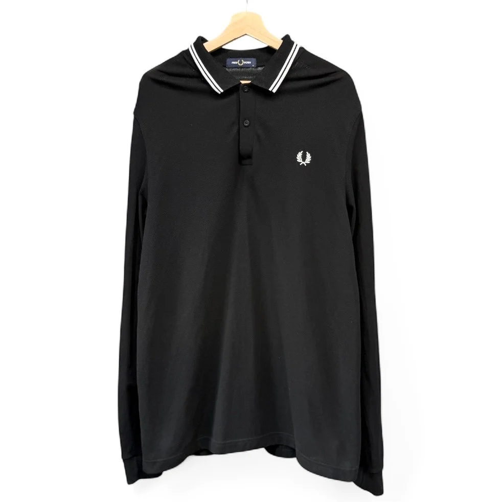 FRED PERRY フレッドペリー LS TWIN TIPPED SHIRT M3636 ロングスリーブポロシャツ XL ブラック