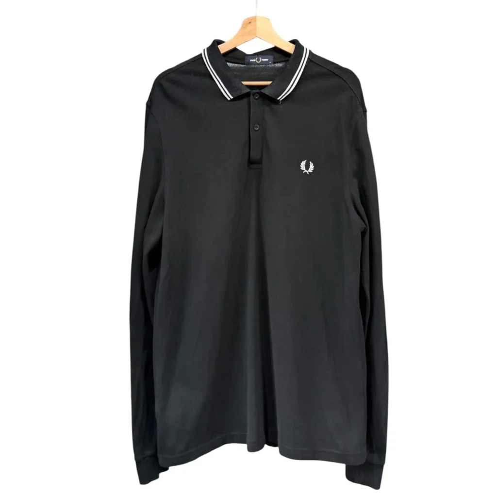 FRED PERRY フレッドペリー LS TWIN TIPPED SHIRT M3636 ロングスリーブポロシャツ XL ブラック