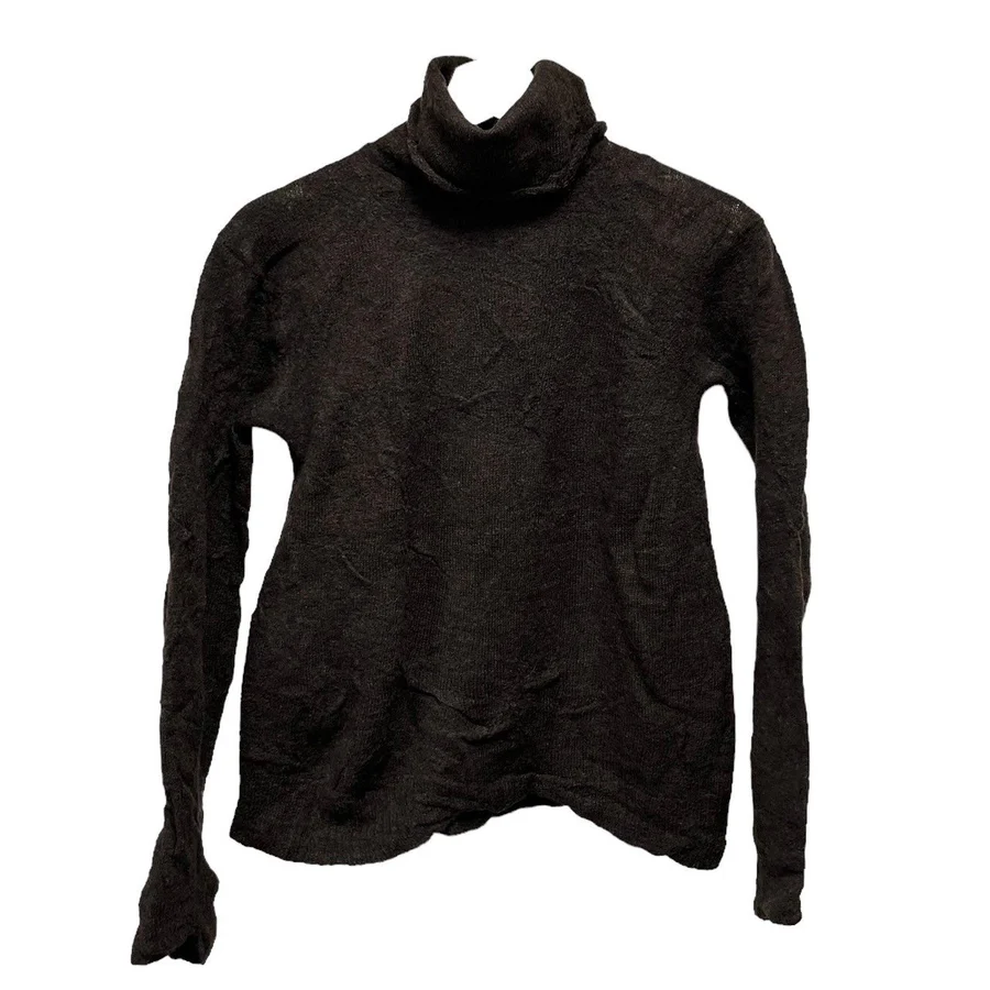 JUNYA WATANABE ジュンヤワタナベ 03AW ウール縮絨シワ加工ハイネックニットセーター AD2003 ブラウン