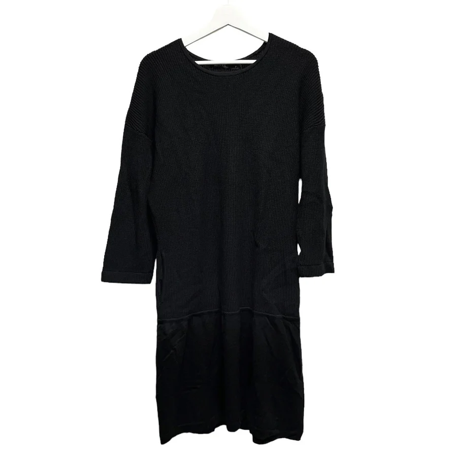 DKNY DONNA KARAN NEW YORK ダナキャランニューヨーク 切替ウールニットワンピース P ブラック 