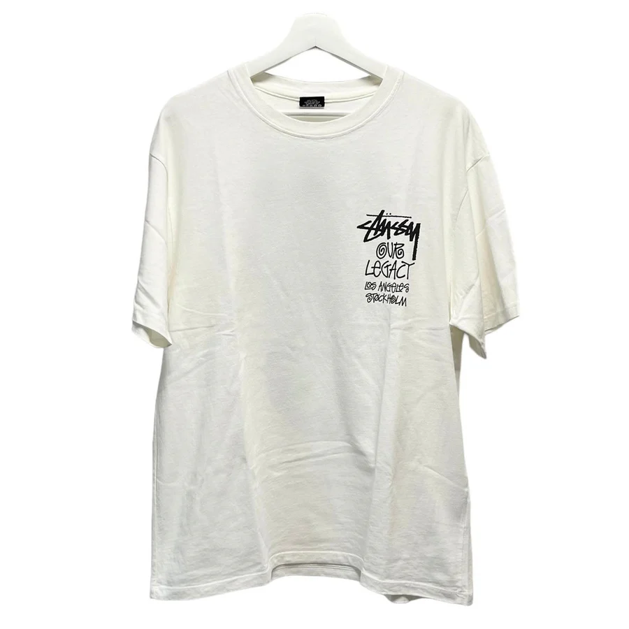 STUSSY×OUR LEGACY ステューシー アワーレガシー Ol Surfman Pigment Dyed Tee プリントTシャツ L ホワイト