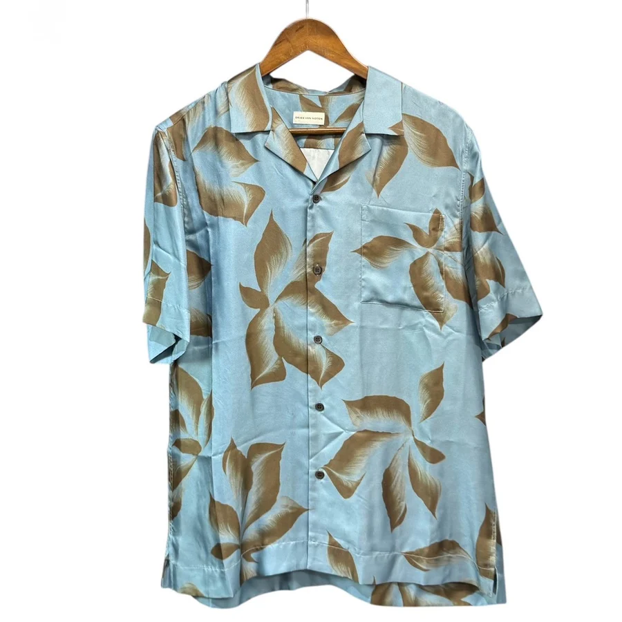 DRIES VAN NOTEN ドリスヴァンノッテン 25SS シルクシャツ 48 ブルー