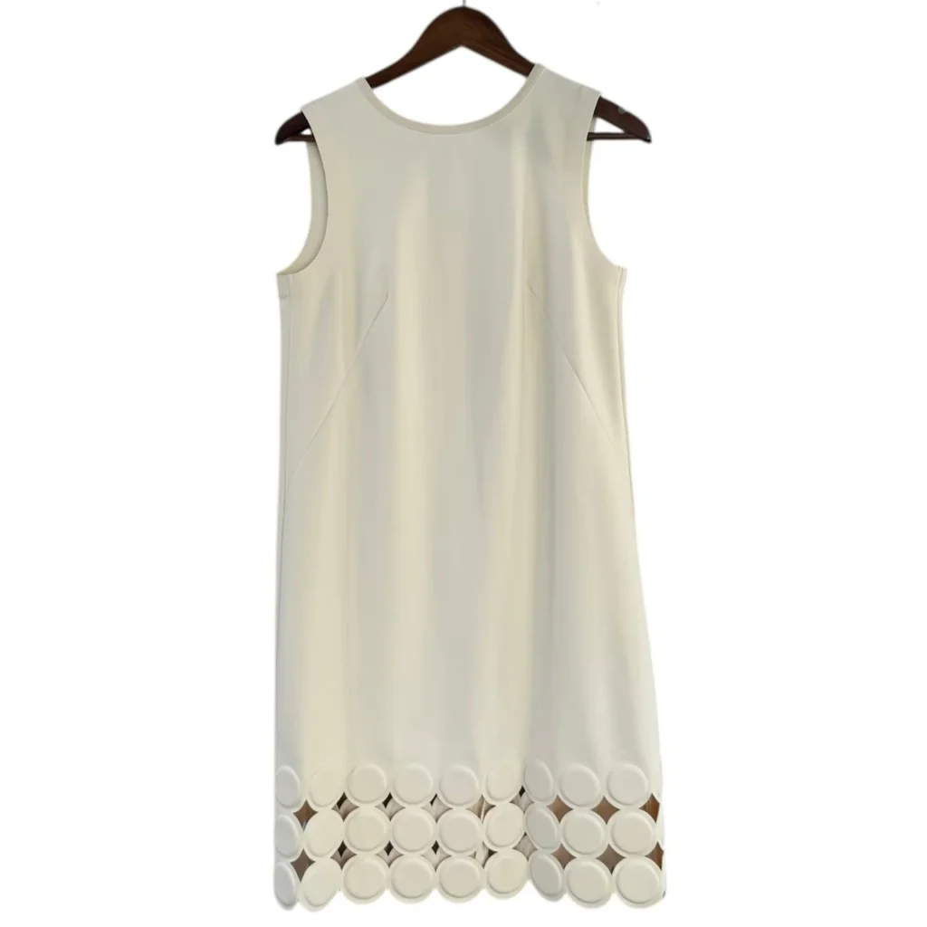 ESCADA SPORT エスカーダスポーツ Crew Neck Mini Dress ストレッチポンチデザインミニドレスワンピース 5019861 36 オフホワイト