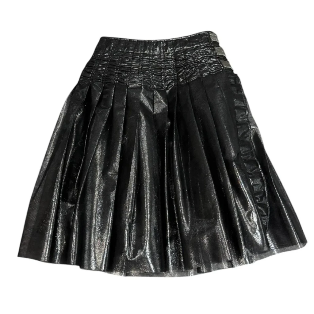 JUNYA WATANABE ジュンヤワタナベ 25SS コットンバックサテンベルテッドスカート JO-S003 S ブラック 14832