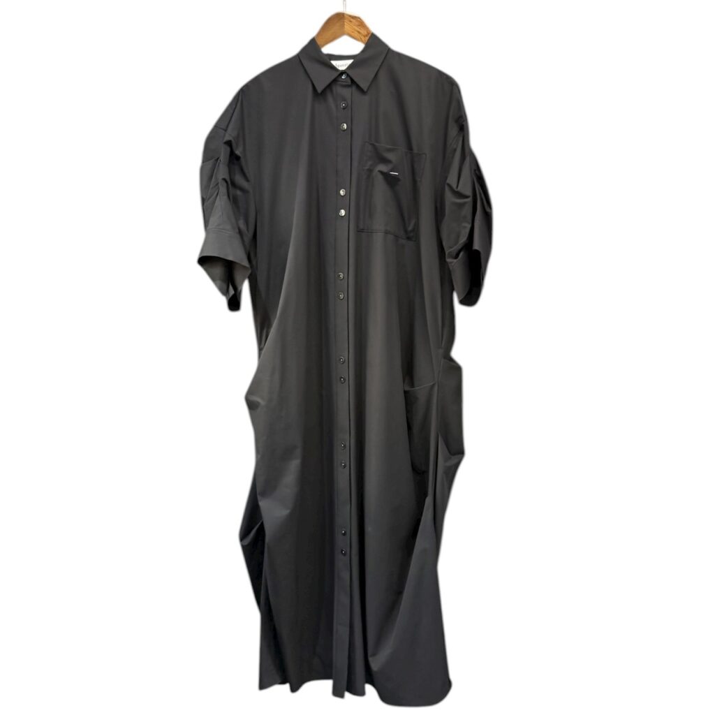 nagonstans ナゴンスタンス 25AW tuck drape shirt dress タックドレープシャツロングドレスワンピース 470IA433-0321 M ブラック 買取実績