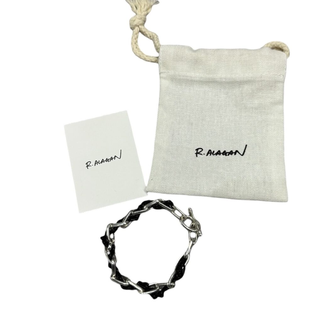 R.ALAGAN ララガン WOVEN CHAIN BRACELET レザーコンビシルバーブレスレット SM シルバー