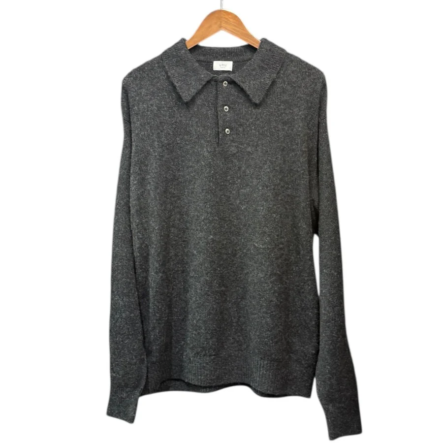 URU ウル 25AW Knit polo ロングスリーブウールニットポロ 25FUK06 2 グレー
