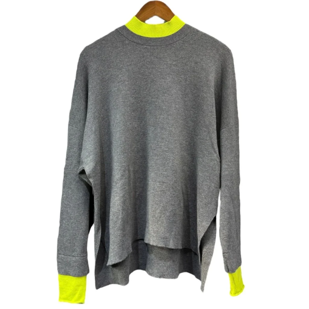 ENFOLD エンフォルド 24AW LAYERED NECK BOX PULLOVER レイヤードスリットデザインニット 300HA270-2240 グレー 38