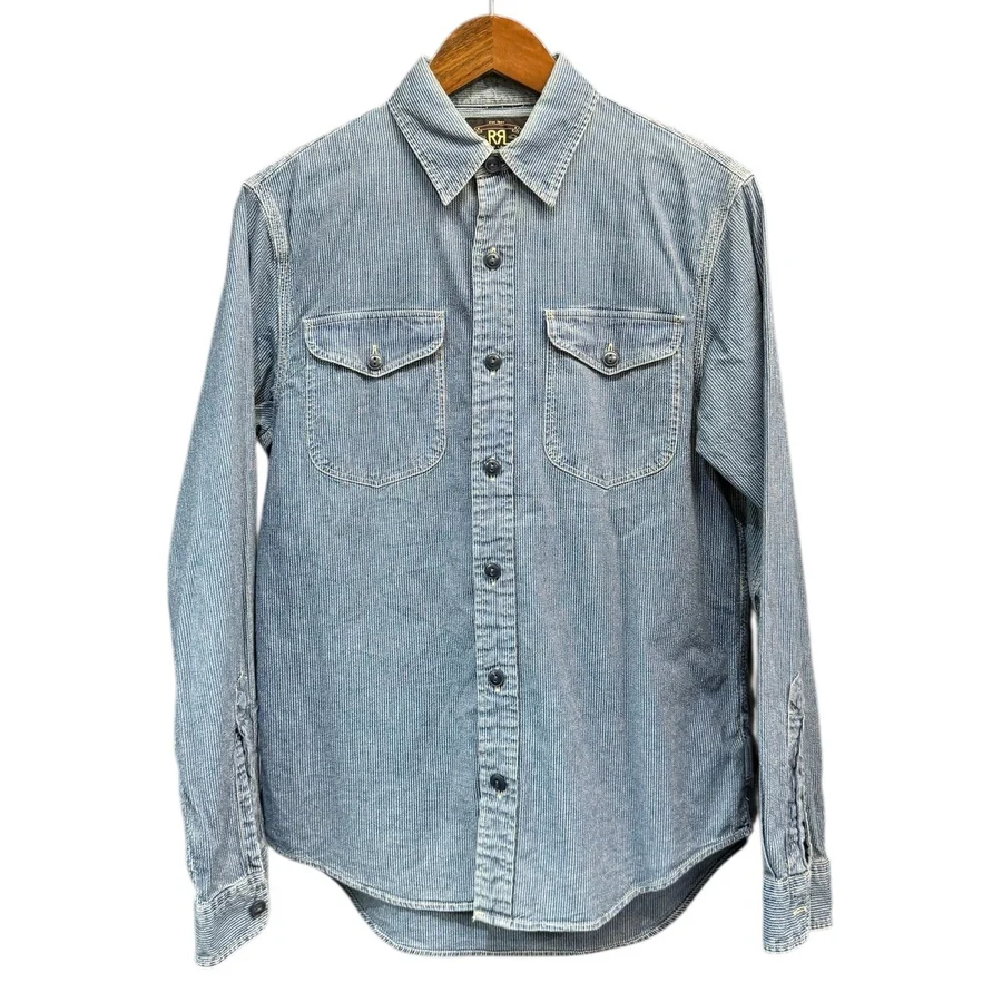 RRL ダブルアールエル Striped Workshirt ストライプワークシャツ S インディゴ